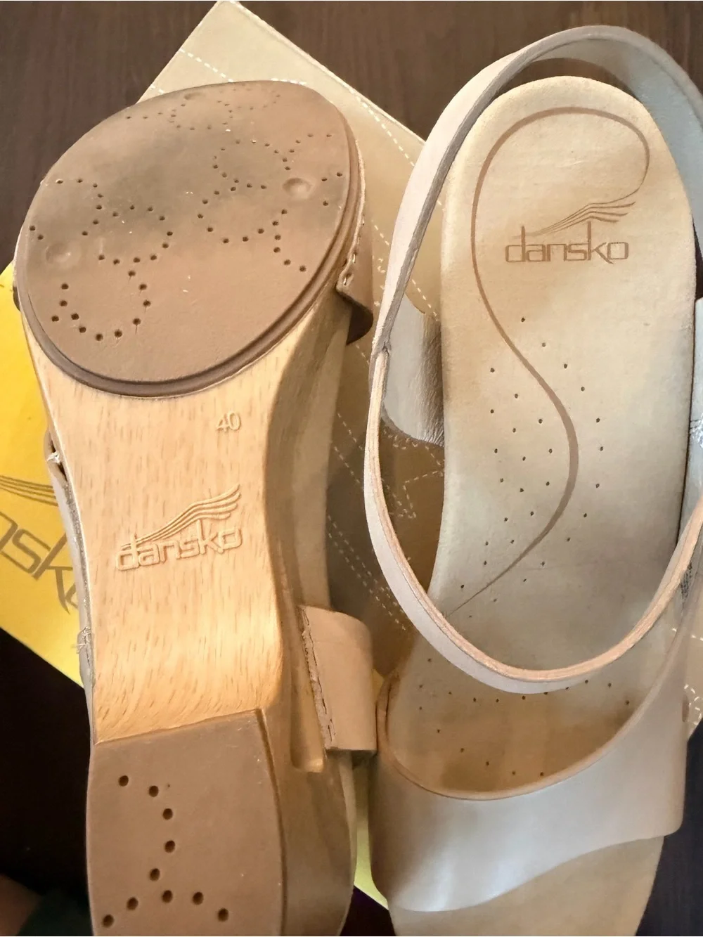 Dansko Tasha Natural Tan Leather Cutout Platform Wedge Sandals Size 40 / 9.5-10